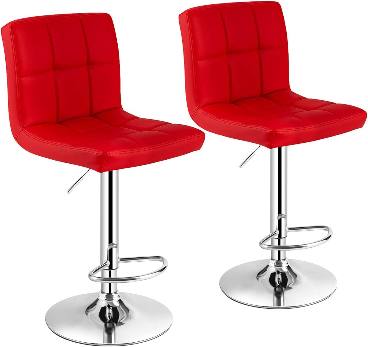 Modern Swivel Adjustable Height PU Leather Barstools with Back