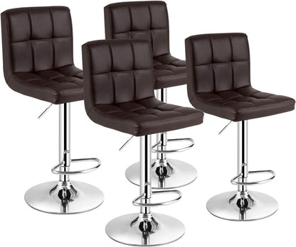 Modern Swivel Adjustable Height PU Leather Barstools with Back