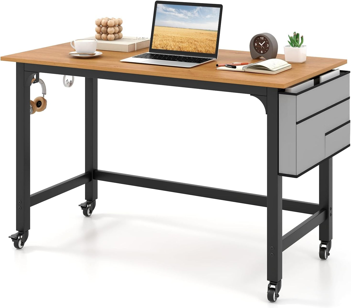 48” Mobile Computer Desk Home Office Desk on Wheels