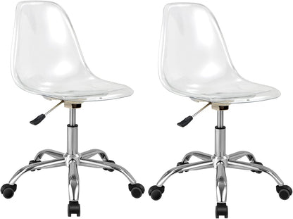 Acrylic Clear Desk Chair Armless Swivel Vanity Ghost Plastic Chair