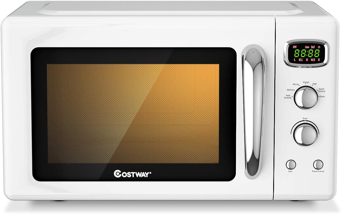Retro Countertop Microwave Oven, 0.9Cu.ft, 900W Microwave Oven, with 5 Micro Power