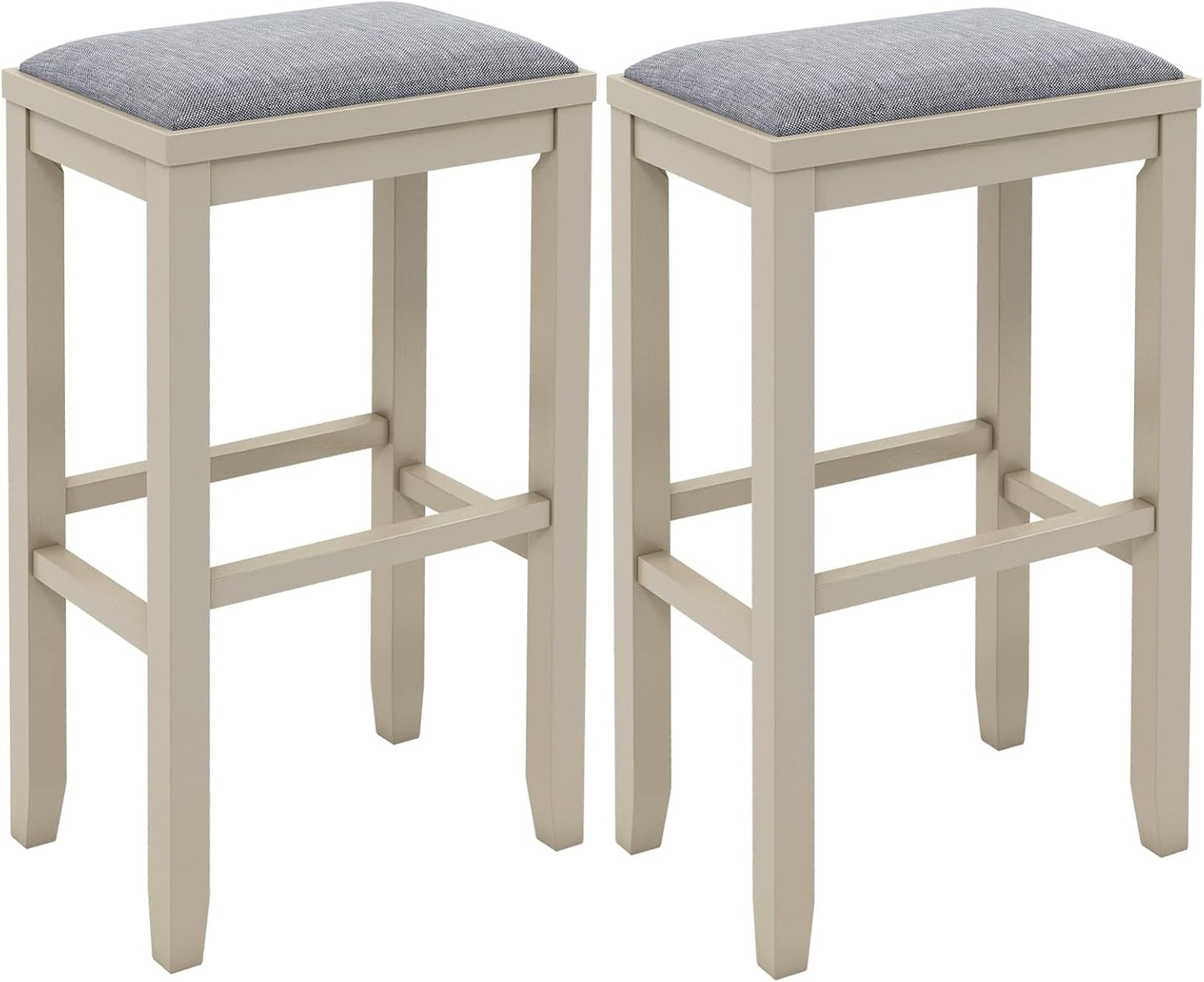 2/4 Pieces 31 Inch Upholstered Bar Stool Set with Solid Rubber Wood Frame and Footres