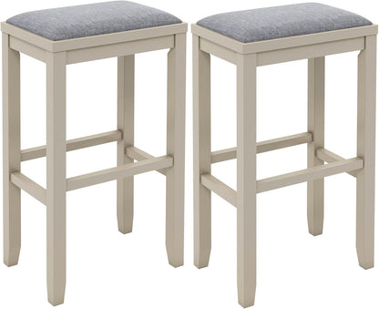 2/4 Pieces 31 Inch Upholstered Bar Stool Set with Solid Rubber Wood Frame and Footres