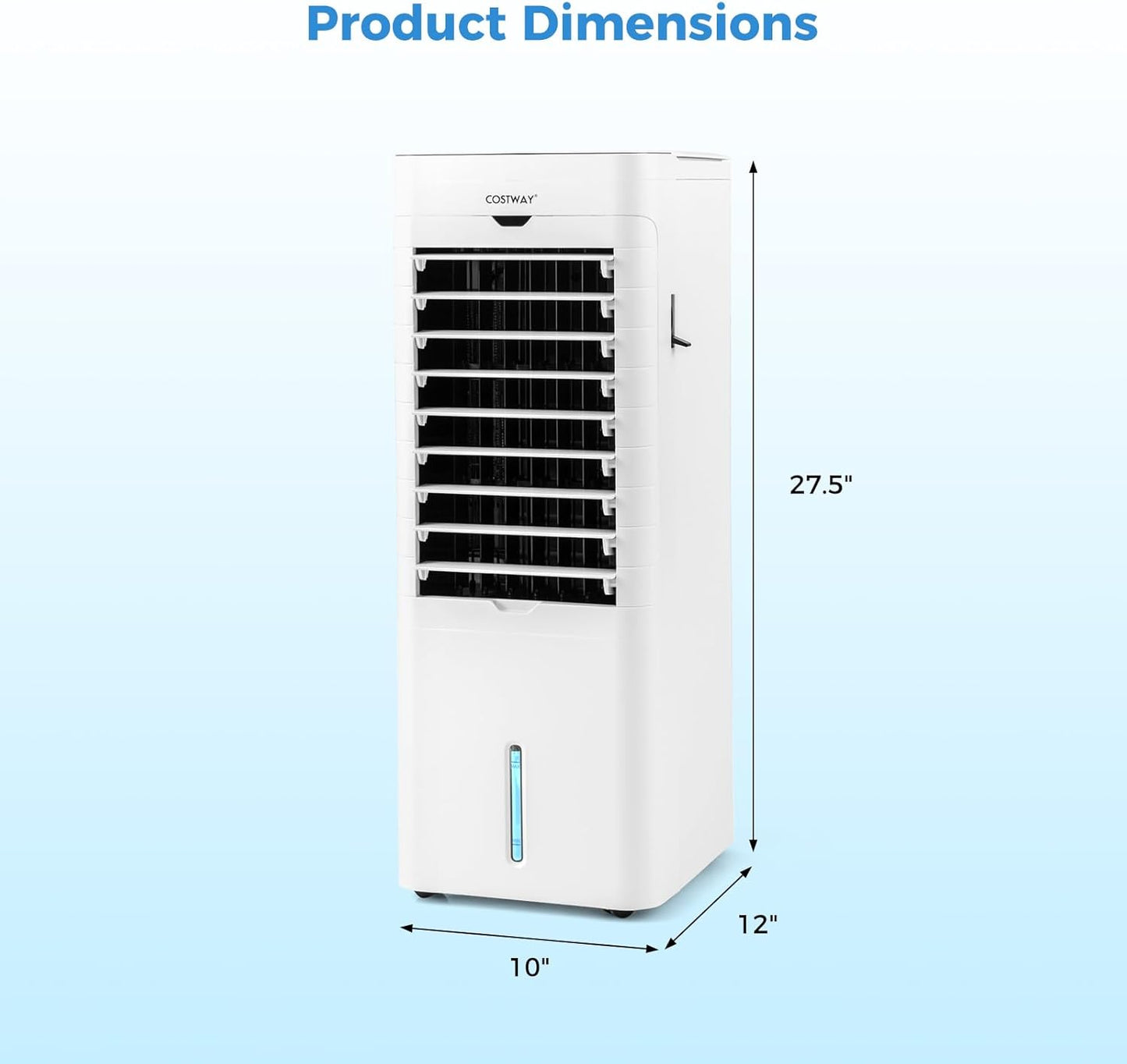 Evaporative Air Cooler and Heater with 3 Modes 3 Speeds and 2 Ice Boxes-White
