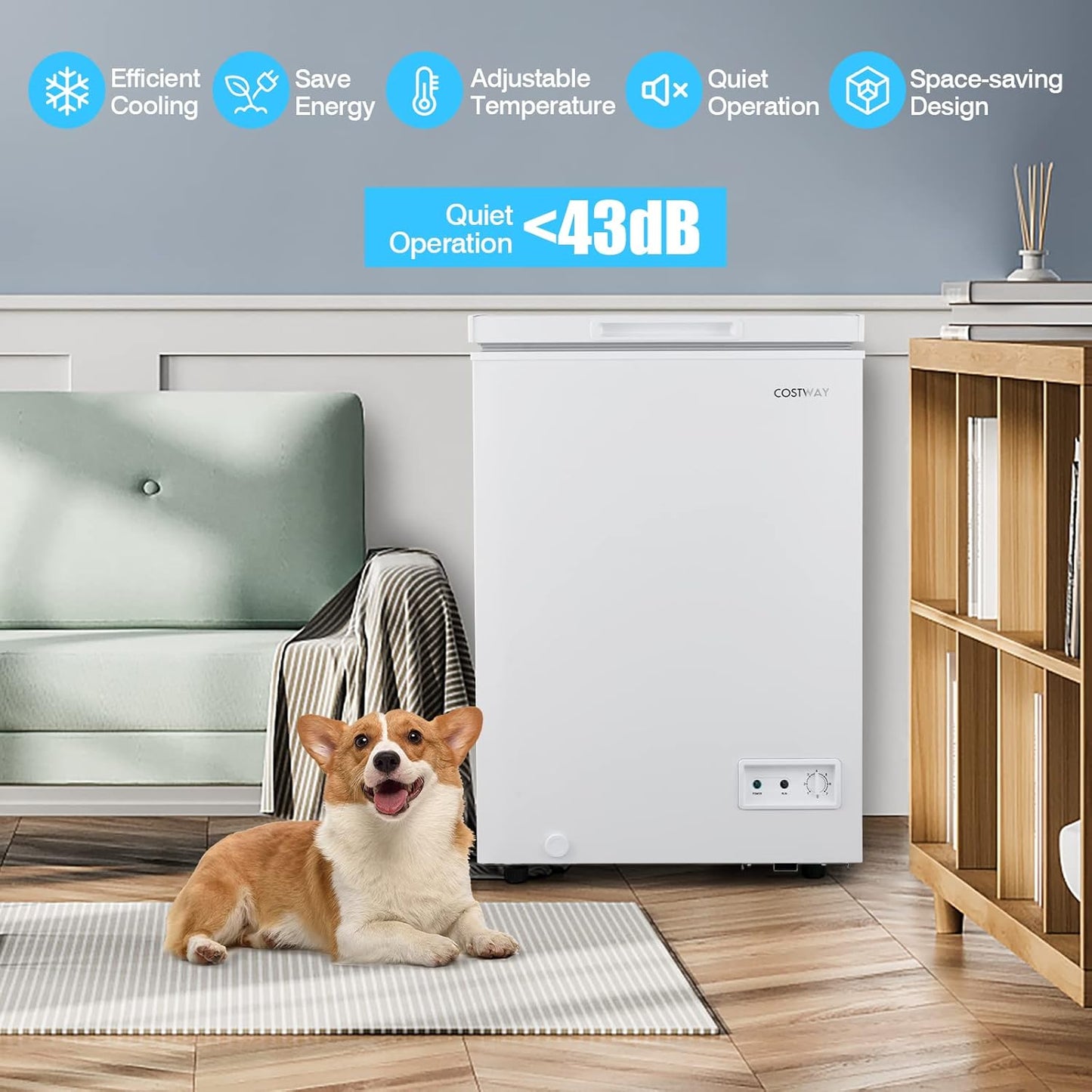 ARLIME Chest Freezer 3.5 Cu.ft Quiet Small Deep Freezer with Top Open Door & Removable Basket