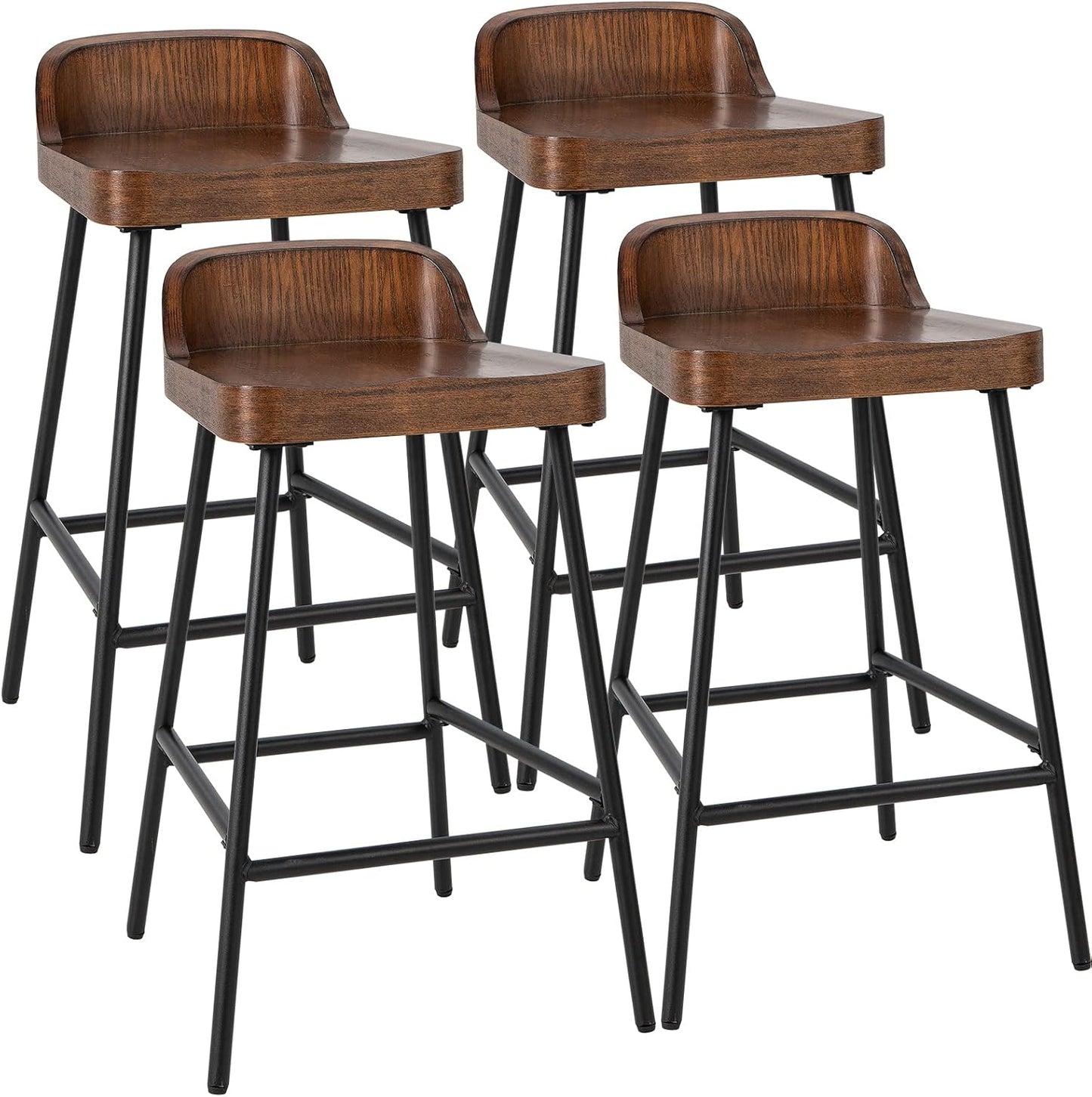 Bar Stool 24.5'' Industrial Pub Stool with Low Backrest and Footrest