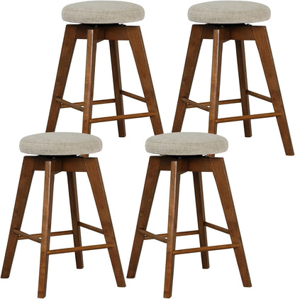26-inch Bar Stools Set of 2/4 Counter Height Swivel Bar Chairs w/Rubber Wood Legs