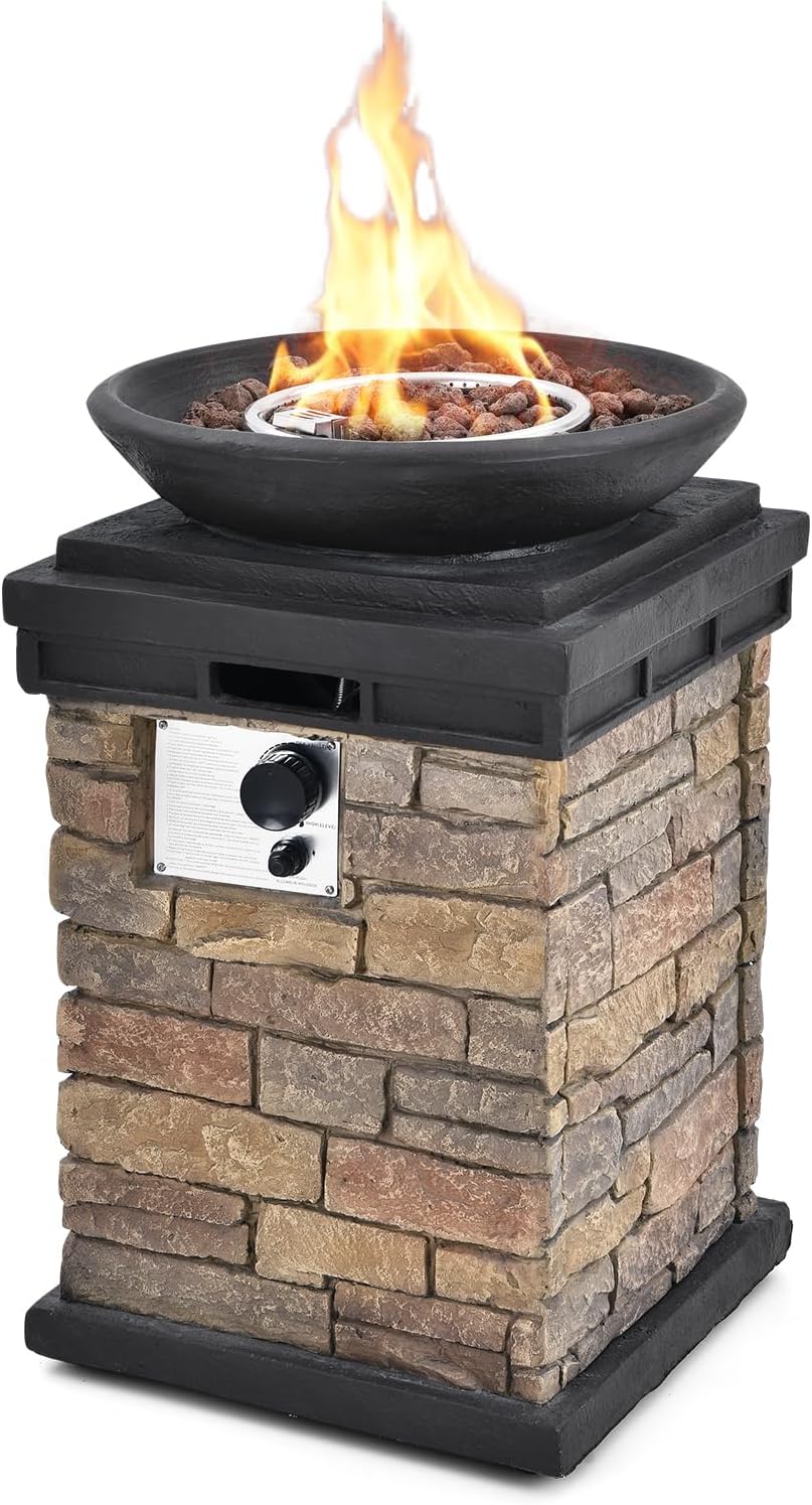 ARLIME Outdoor Propane Burning Fire Bowl, 40,000 BTU Outdoor Gas Fire Pit with Free Lava Rocks