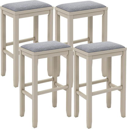 2/4 Pieces 31 Inch Upholstered Bar Stool Set with Solid Rubber Wood Frame and Footres