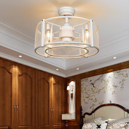 Caged Ceiling Fan with Light, 20 Inch Ceiling Fan Lights with Remote Control, Reversible Motor (No Bulb)