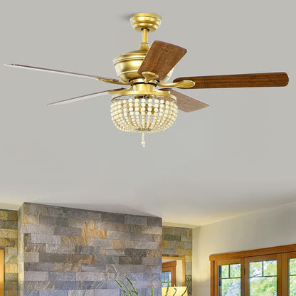 52" Ceiling Fan with Lights and Remote Control, Retro Lighting Ceiling Fan with 5 Blades