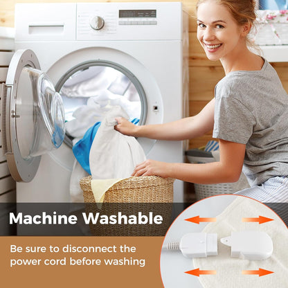 Machine Washable Electric Bed Warmer with Dual Controller 9 Heat Setting and 9-Hour Auto Off and Overheat Protection