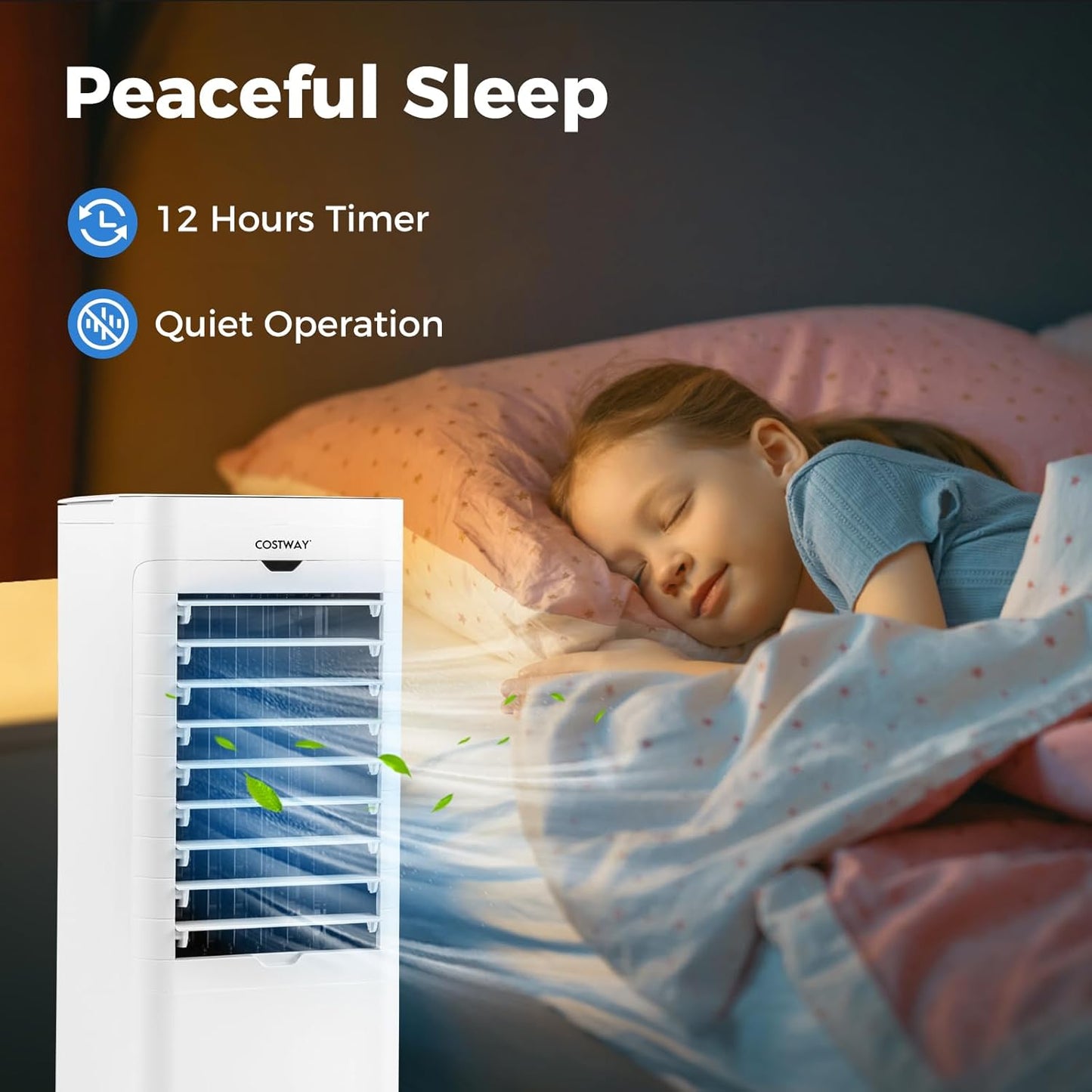 Evaporative Air Cooler and Heater with 3 Modes 3 Speeds and 2 Ice Boxes-White