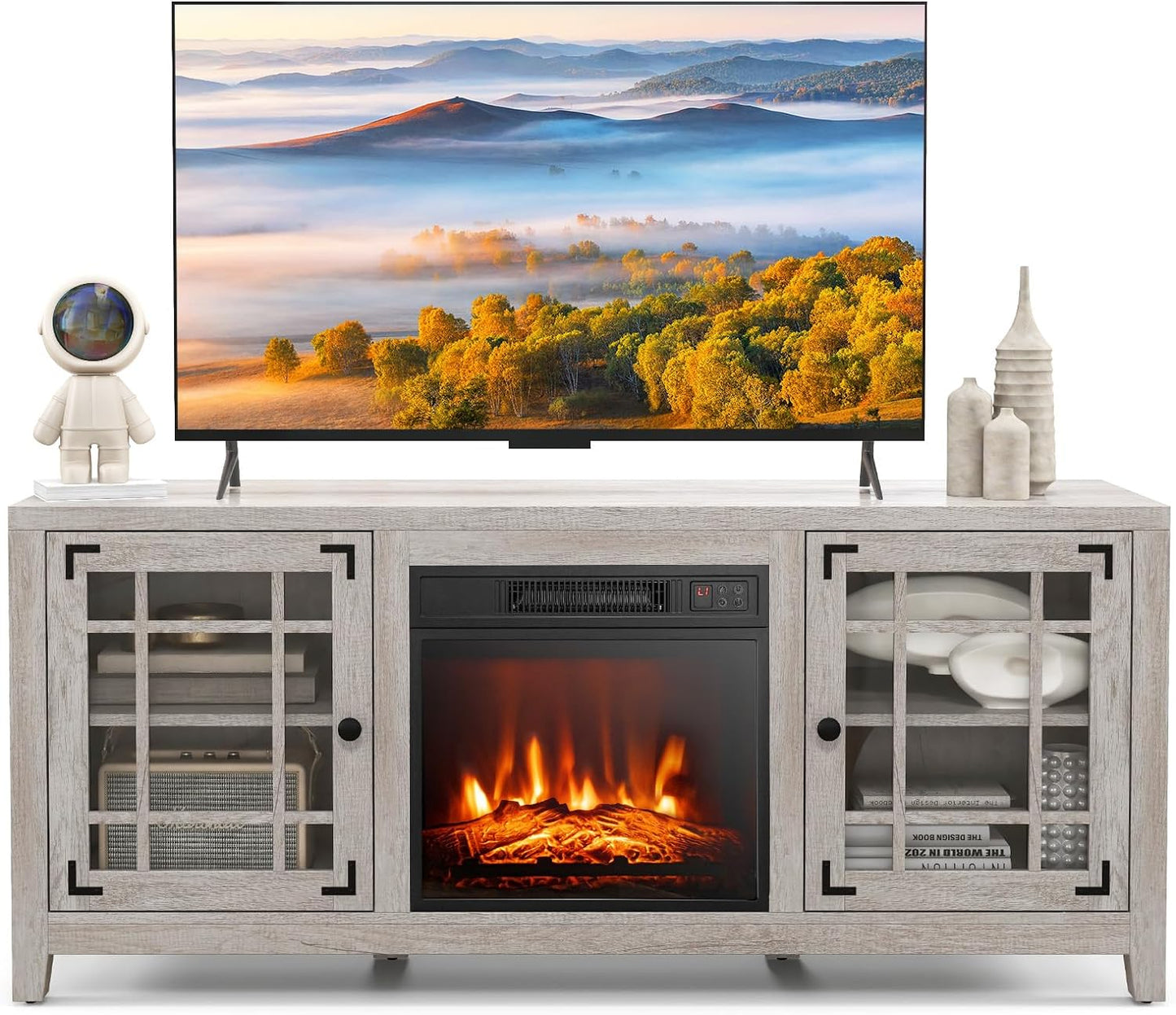 Electric Fireplace TV Stand for TVs up to 65-inch, 18-inch Fireplace Entertainment Center with Remote Control