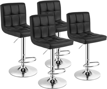 Modern Swivel Adjustable Height PU Leather Barstools with Back