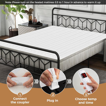 Machine Washable Electric Bed Warmer with Dual Controller 9 Heat Setting and 9-Hour Auto Off and Overheat Protection