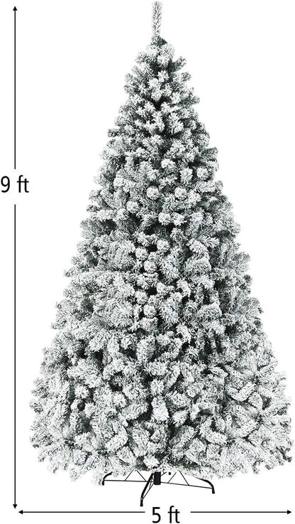 Pre-Lit Premium Snow Flocked Hinged Artificial Christmas Tree