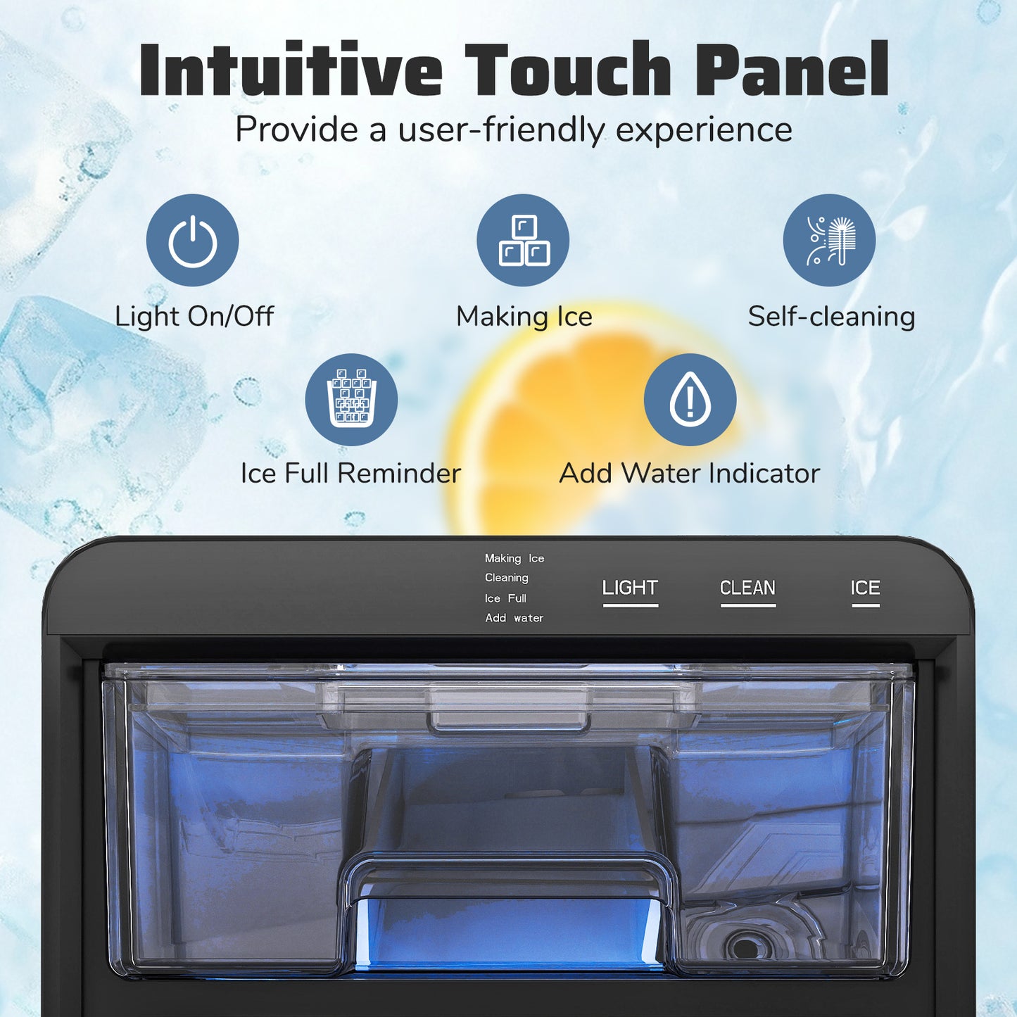44 lbs/24H Chewable Sonic Ice Machine, Pull-out Water Tank & Touch Control Panel for Home