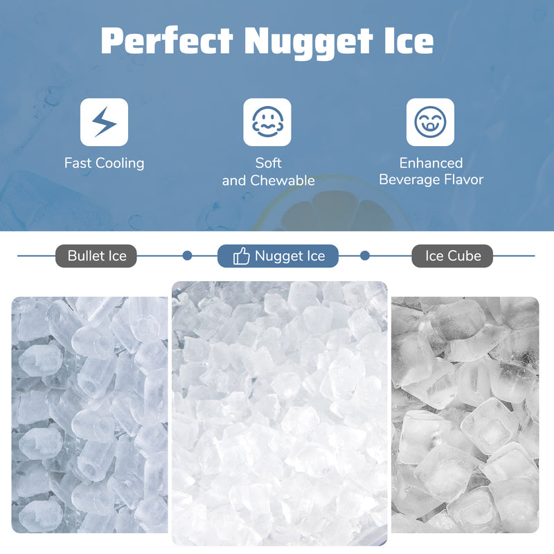 44 lbs/24H Chewable Sonic Ice Machine, Pull-out Water Tank & Touch Control Panel for Home