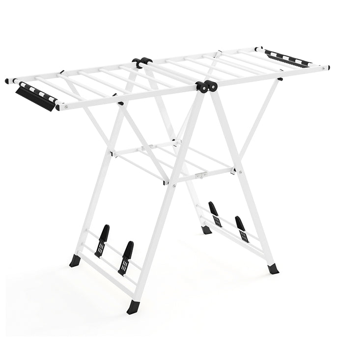 Foldable 2-Level Laundry Drying Rack with Adjustable Wings & 16 Drying Rails