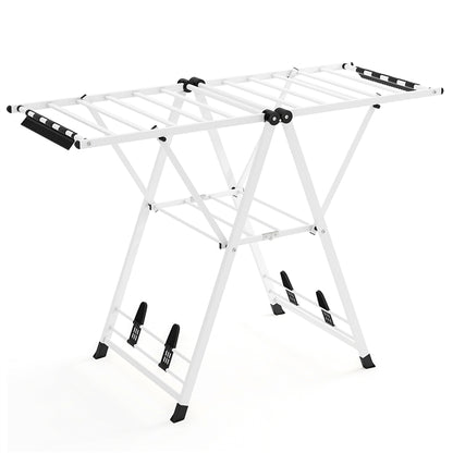 Foldable 2-Level Laundry Drying Rack with Adjustable Wings & 16 Drying Rails