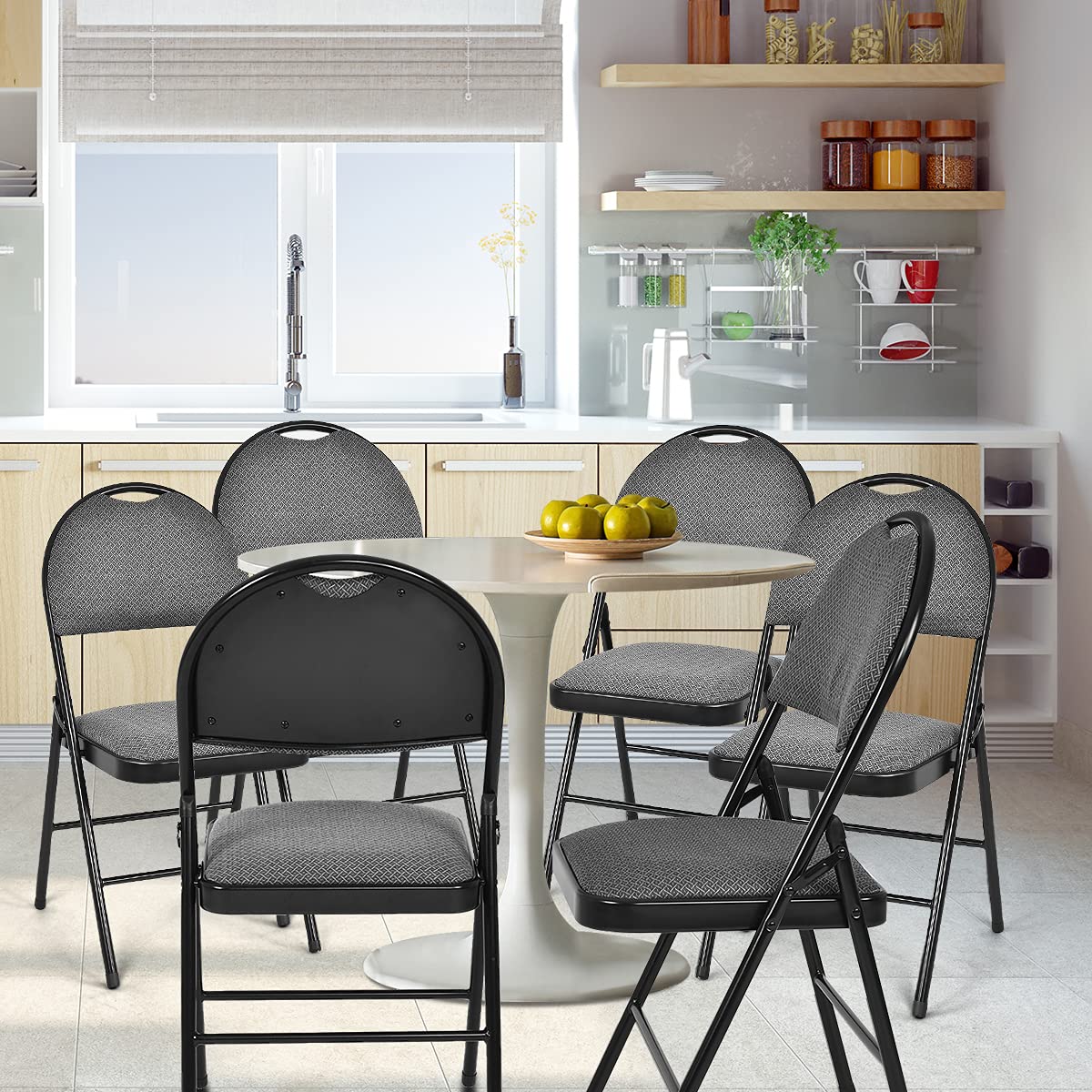 ARLIME Folding Chairs w/Padded Seats, Padded Folding Chair w/Handle Hole, Upholstered Seat