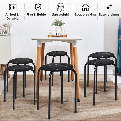 6-Pack Round Plastic Stack Stools 17.5-inch Height Backless