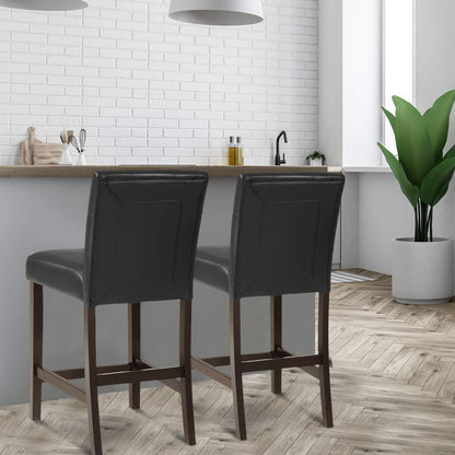 Set of 2 Bar Stools 25‘’ Upholstered Barstool with Back