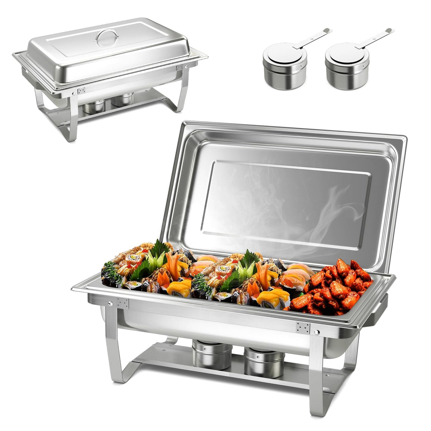 Chafing Dish Buffet Set 9 QT Large Capacity 2 Food Pans Water Pans & Fuel Holders