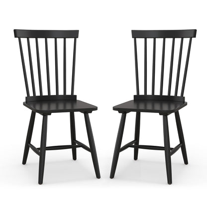 Windsor Dining Chair Set with Spindle Back Spacious Seat Rubber Wood Frame