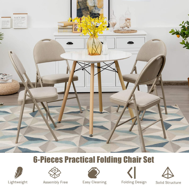 ARLIME 6 PCS Folding Chairs w/Padded Seats, Padded Folding Chair w/Handle Hole, Upholstered Seat