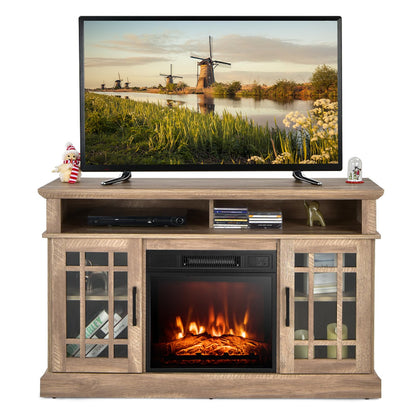 48 Inch Wooden TV Stand with Fireplace