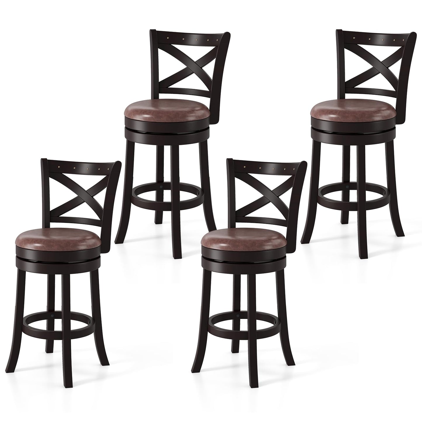 30" Swivel Counter Height Bar Chairs with Copper Nails
