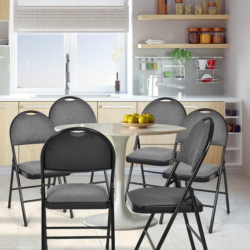 ARLIME 6 PCS Folding Chairs w/Padded Seats, Padded Folding Chair w/Handle Hole, Upholstered Seat