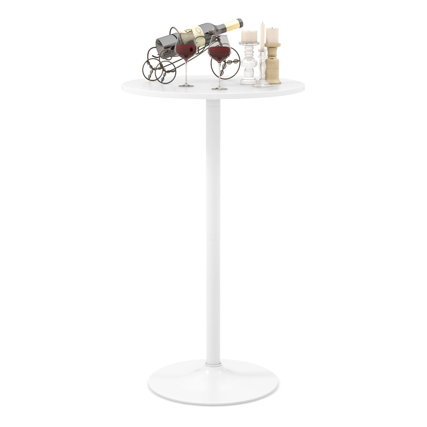Round Bistro Table Height Adjustable with Heavy-Duty Metal Base