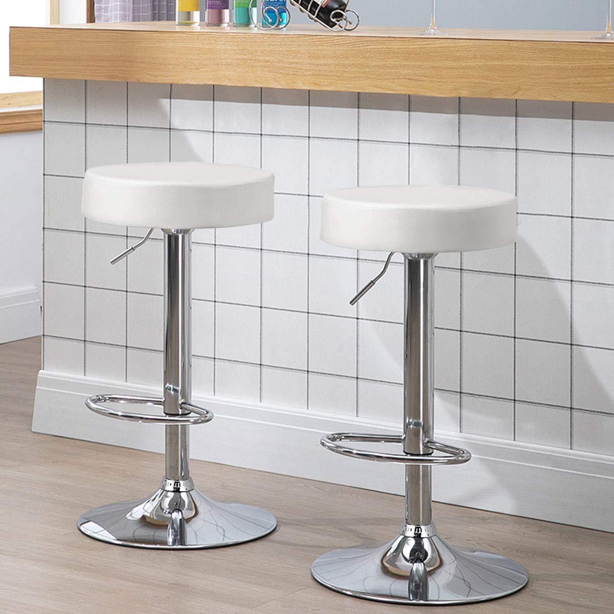 Bar Stools Set of 1/2/4 Modern Swivel Backless Round Barstool