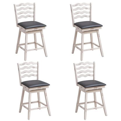 Bar Stools Set 360° Swivel Counter Height Chairs with Rubber Wood Frame