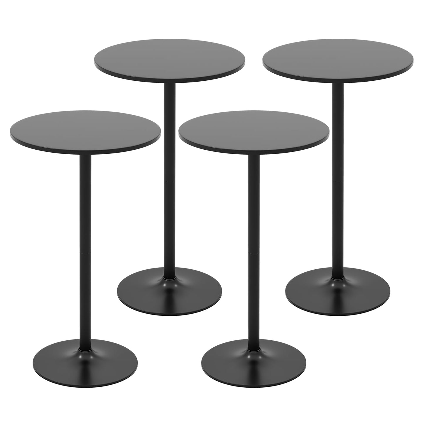 Round Bistro Table Height Adjustable with Heavy-Duty Metal Base