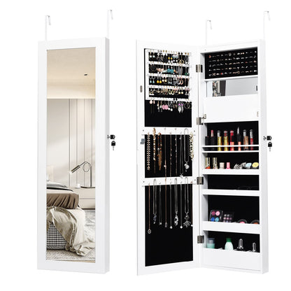 12 LEDs Mirror Jewelry Cabinet with 53.5” Full Length Mirror & Large Storage Capacity
