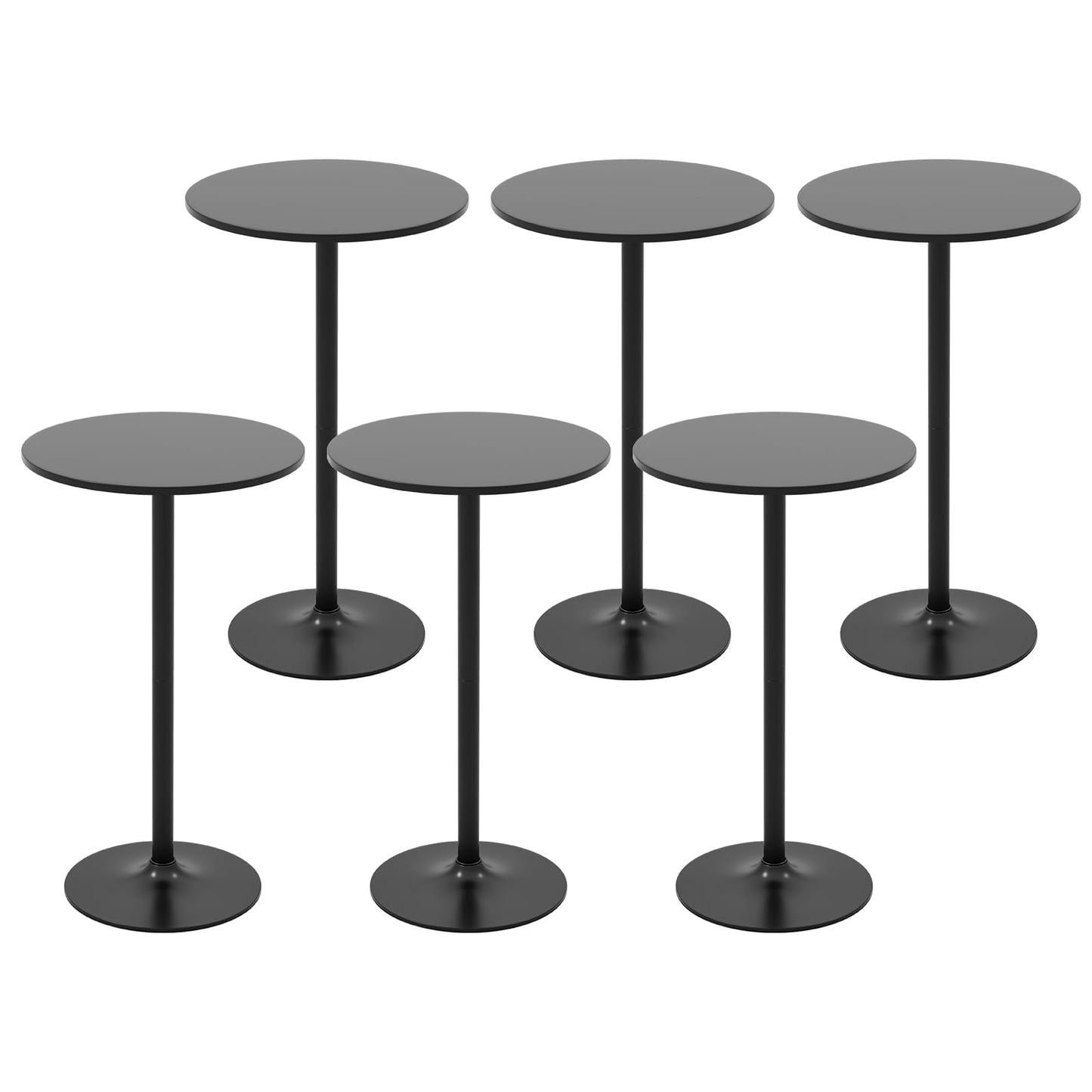 Round Bistro Table Height Adjustable with Heavy-Duty Metal Base