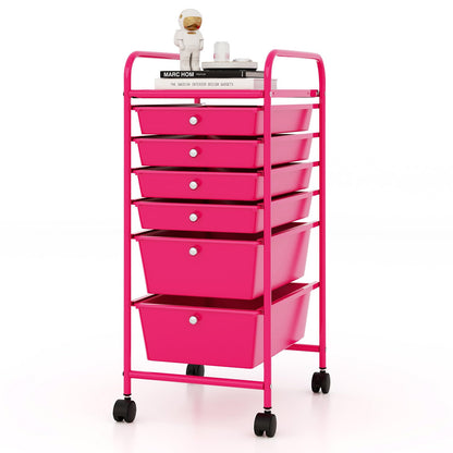 6-Drawer Rolling Storage Cart Multifunctional Art Craft Tools Organizer on Wheels