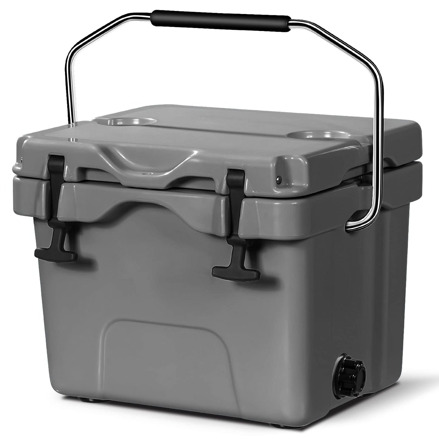 16 Quart Cooler 24 Can Insulated Ice Chest Box with Heavy Duty Handle and 2 Cup Holders