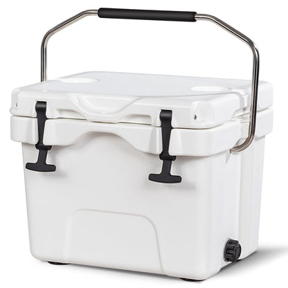 16 Quart Cooler 24 Can Insulated Ice Chest Box with Heavy Duty Handle and 2 Cup Holders
