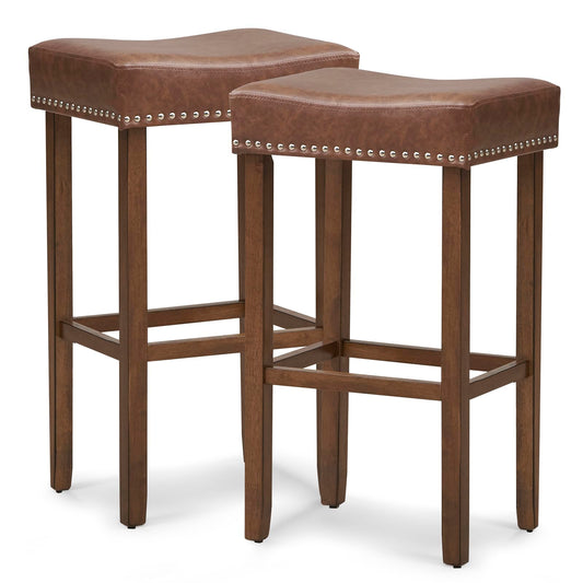 Bar Stools Set of 2/4 29.5-Inch Bar Height Saddle Stools