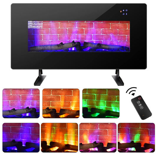 36 Inches Electric Fireplace Wall Mounted and Freestanding Fireplace Heater