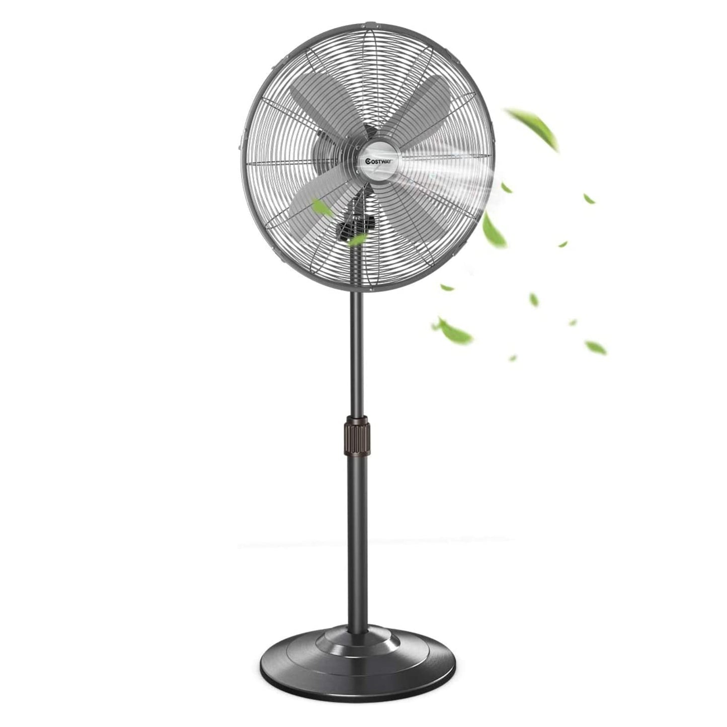 Metal Pedestal Fan 18-Inch Quiet Oscillating Standing Fan