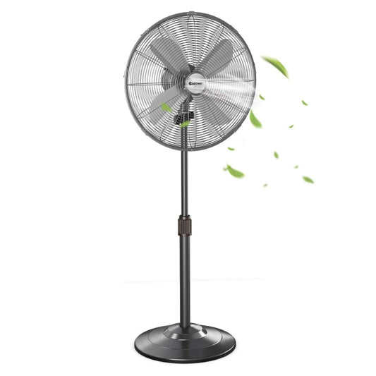 Metal Pedestal Fan 18-Inch Quiet Oscillating Standing Fan