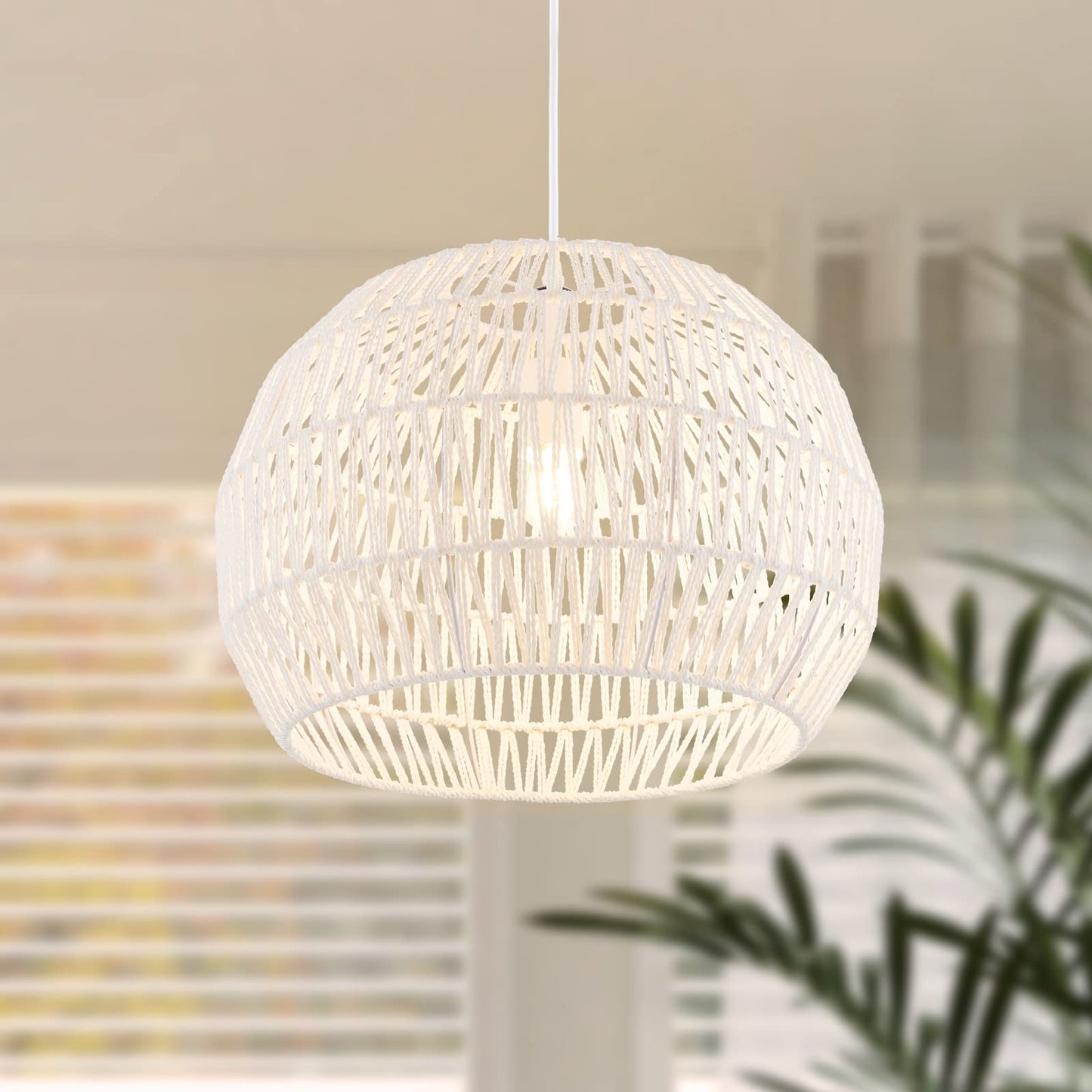 ARLIME Farmhouse Rattan Pendant Lights - Boho Modern Round Ceiling Chandelier Hanging Lamp