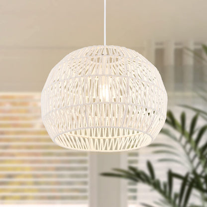 ARLIME Farmhouse Rattan Pendant Lights - Boho Modern Round Ceiling Chandelier Hanging Lamp