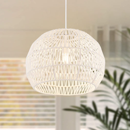 ARLIME Farmhouse Rattan Pendant Lights - Boho Modern Round Ceiling Chandelier Hanging Lamp